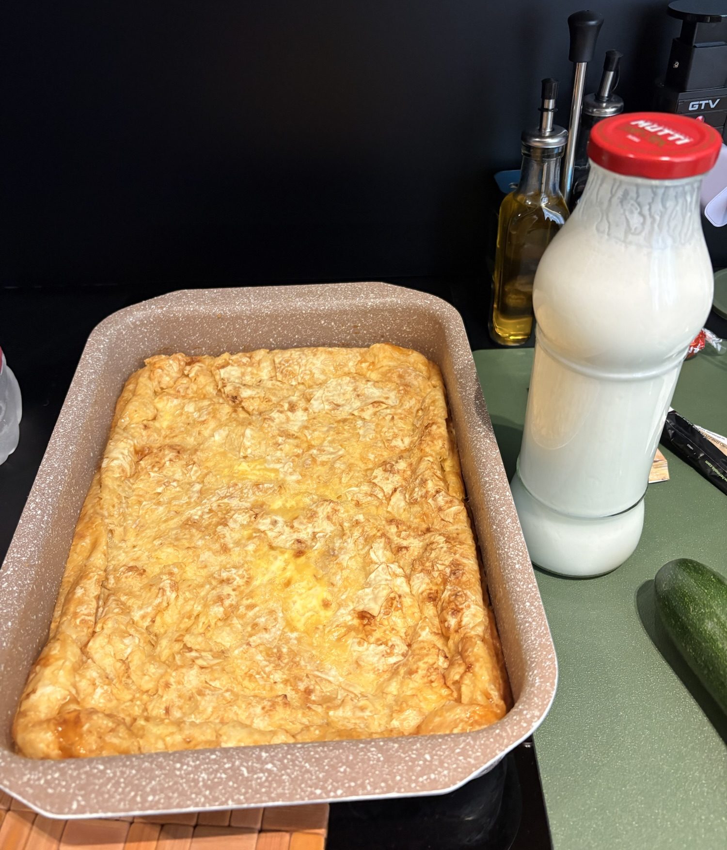 Homemade Albanian byrek and dhallë prepared by Airbnb hosts